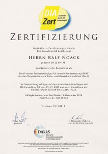 Zertifizierung öffentlich bestellter und Vereidigter Immobiliengutachter - Herrn Ralf Noack